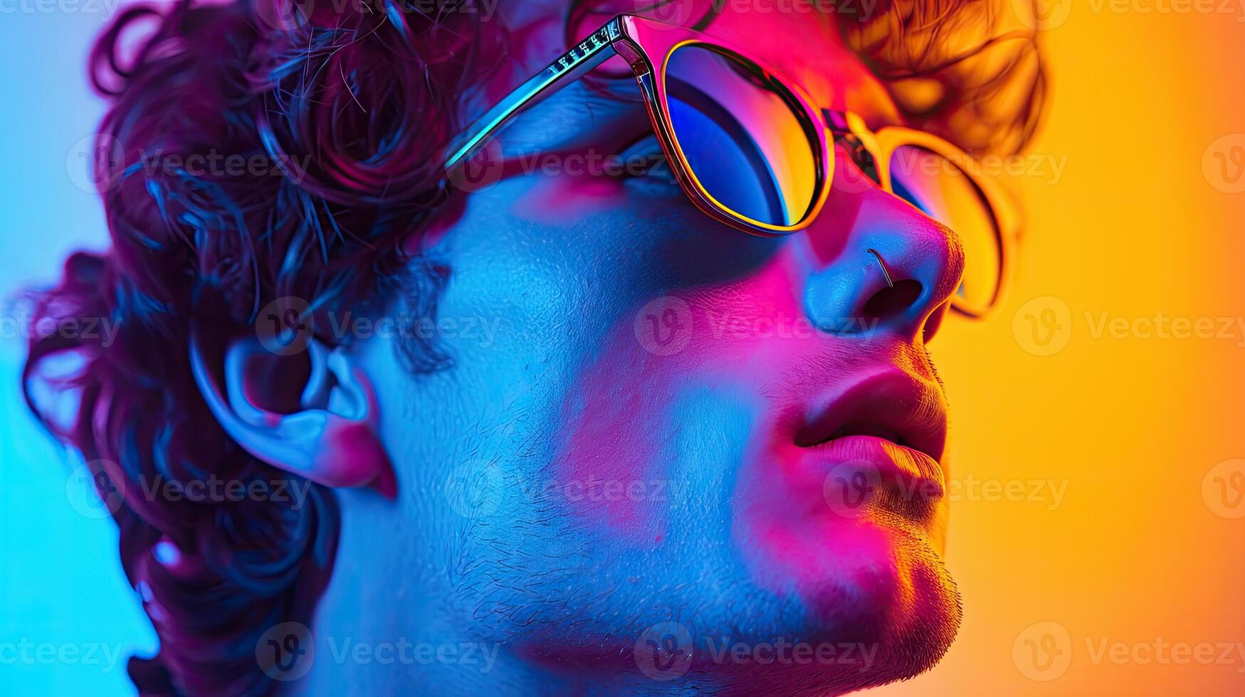 Man With Glasses on Multicolored Background photo