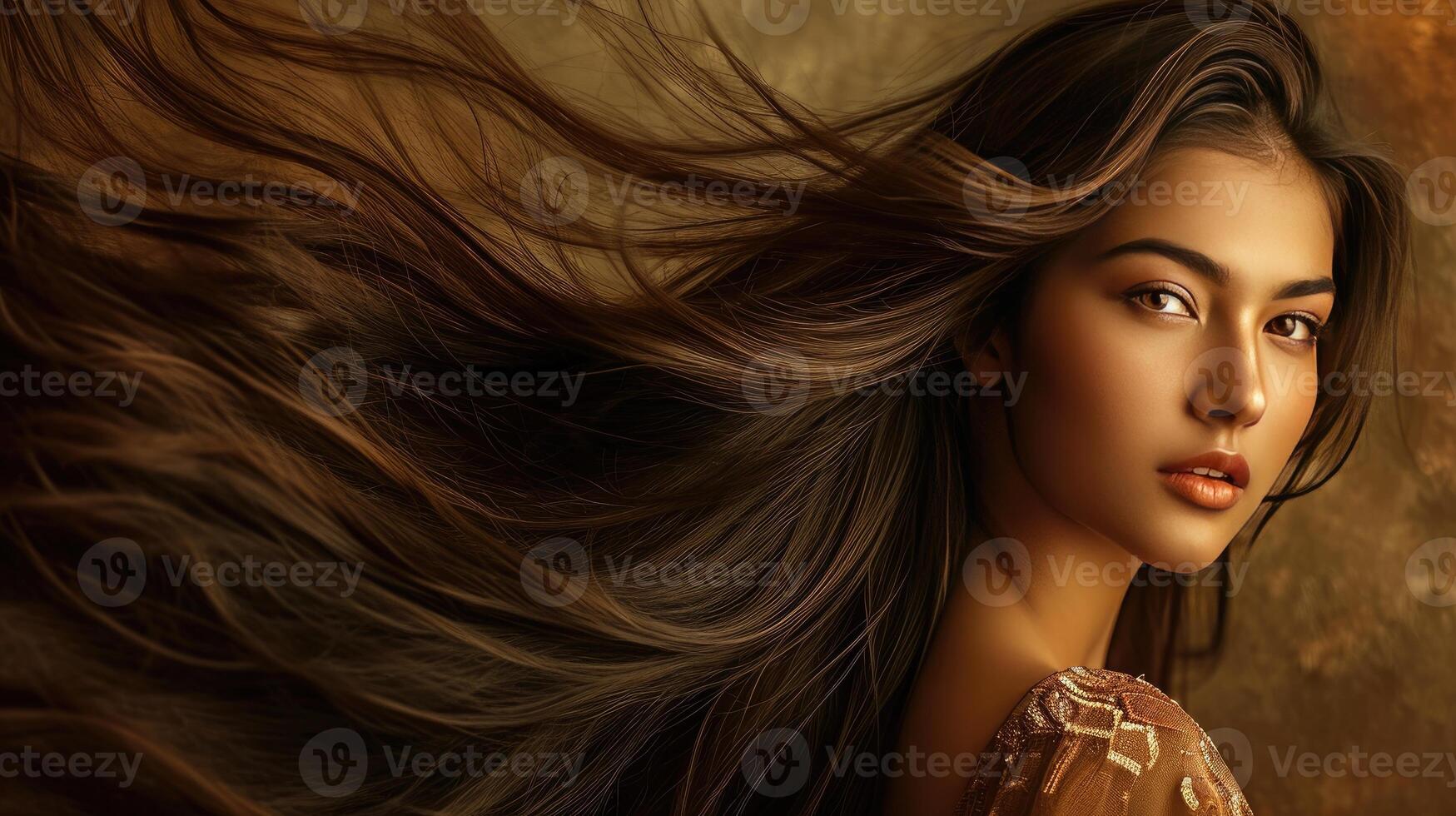 Woman With Long Hair Painting photo