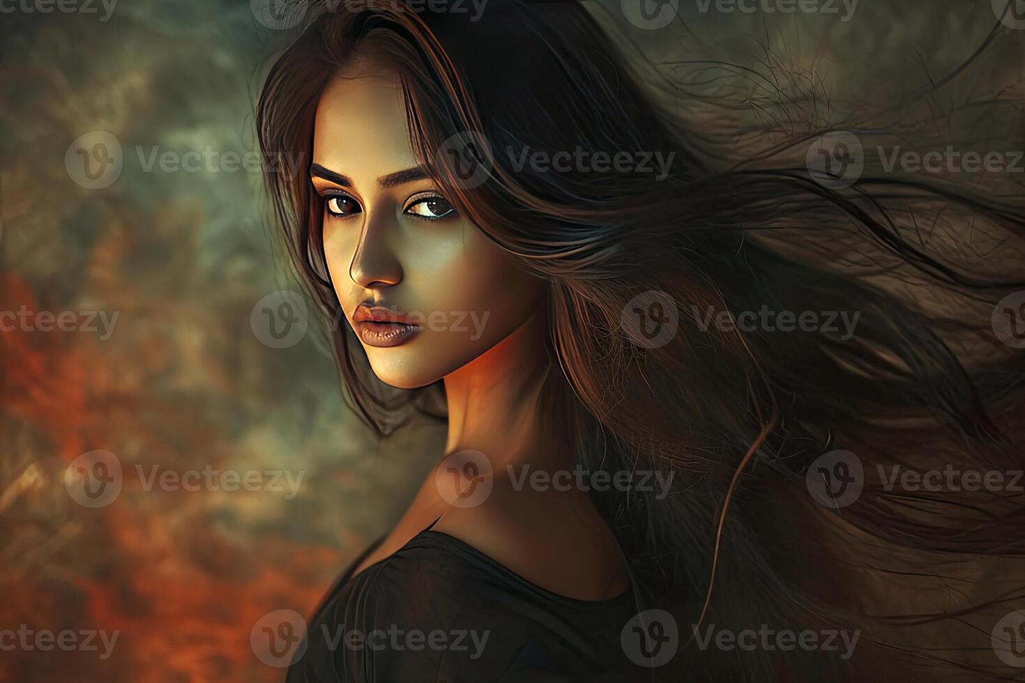 Woman With Long Hair Painting photo