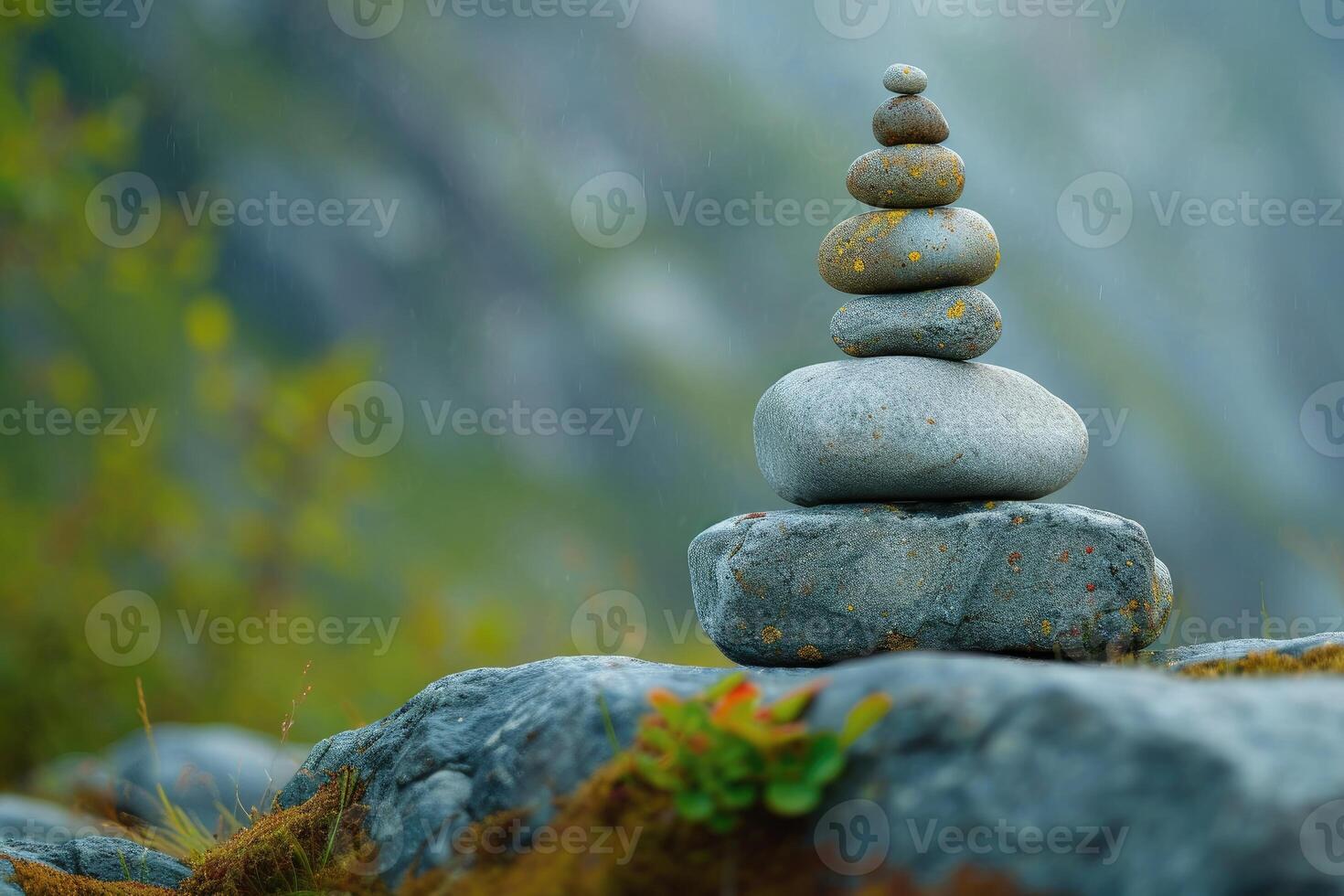 A Stack of Rocks on Lush Green Field photo