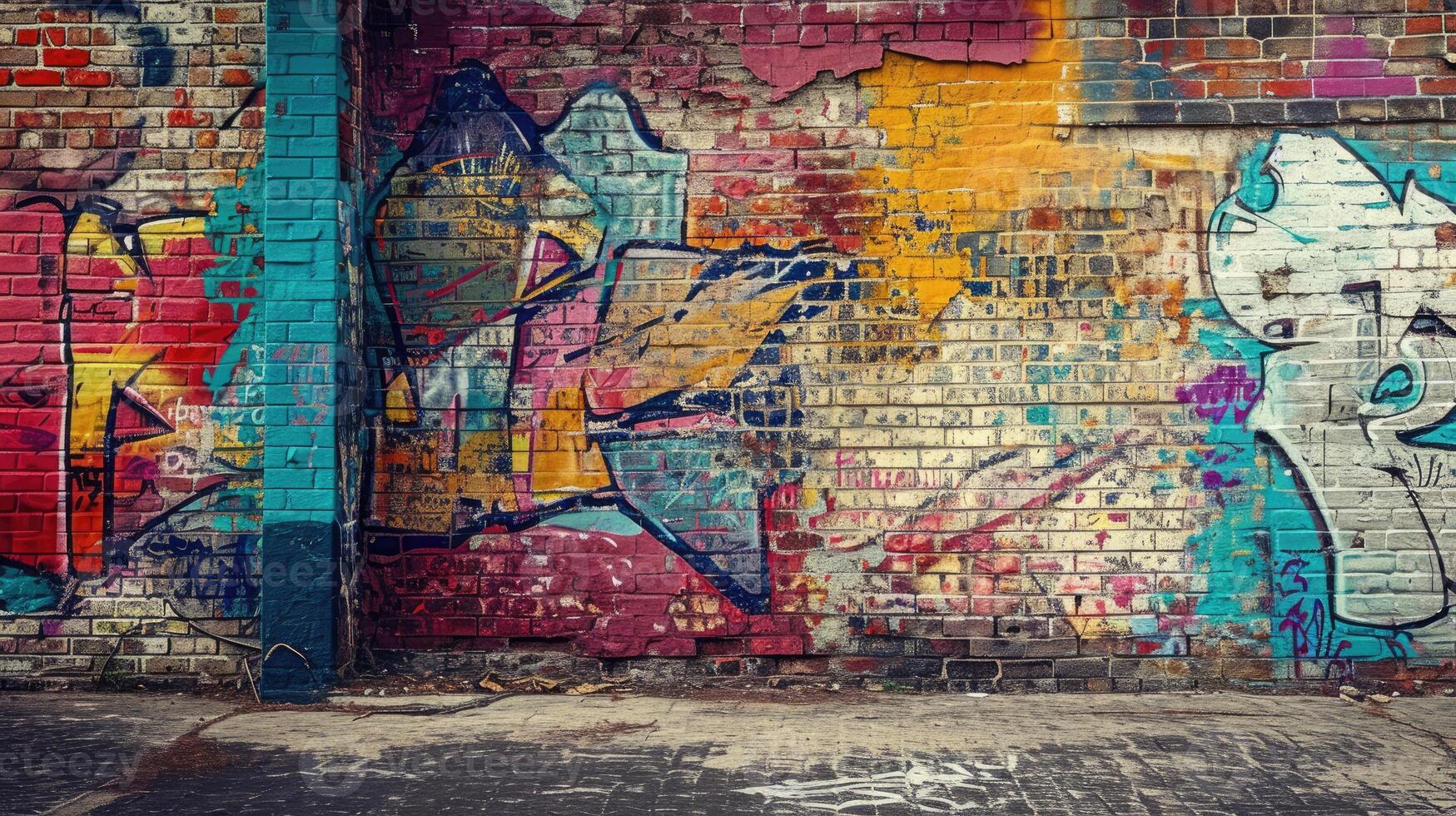 Graffiti-covered Brick Wall photo