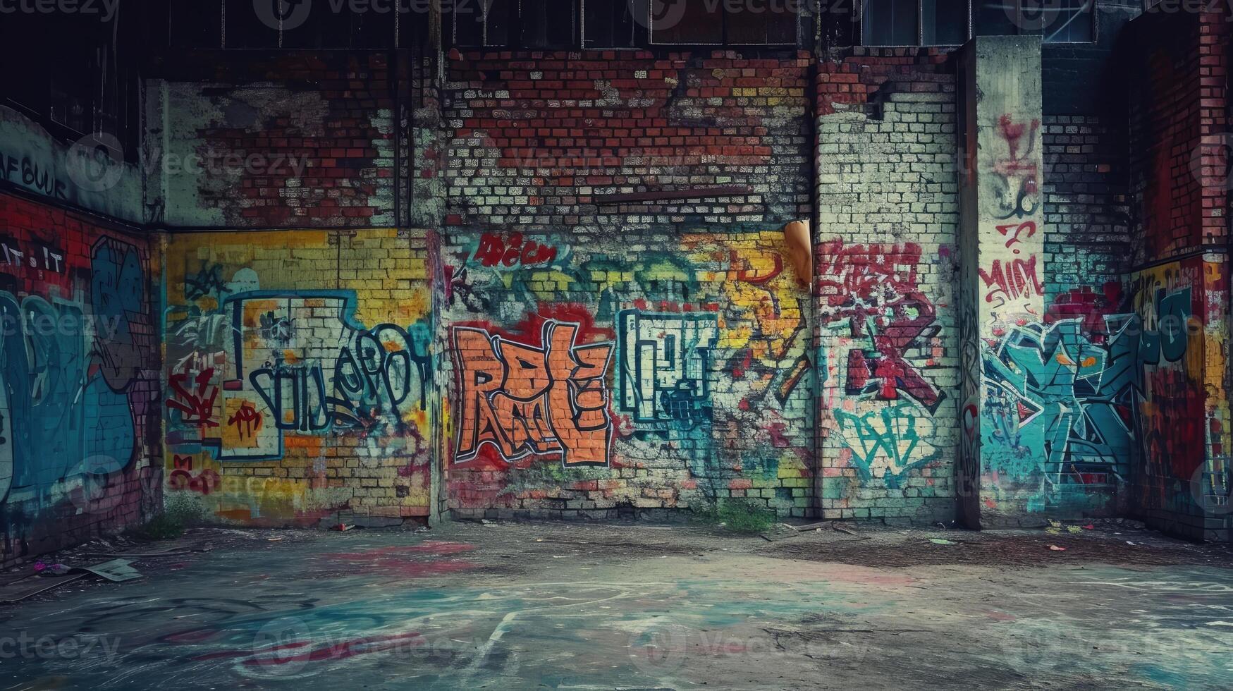 Graffiti-Filled Empty Room photo