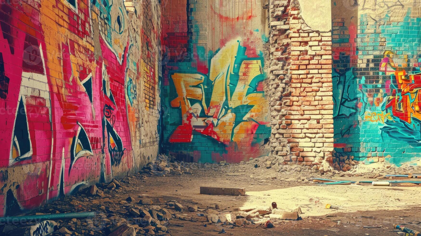 Abandoned Room Covered in Graffiti photo