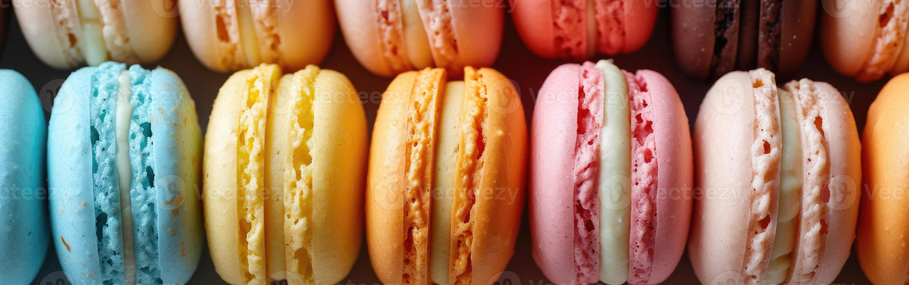 Close-up of Colorful Box of Macaroons photo