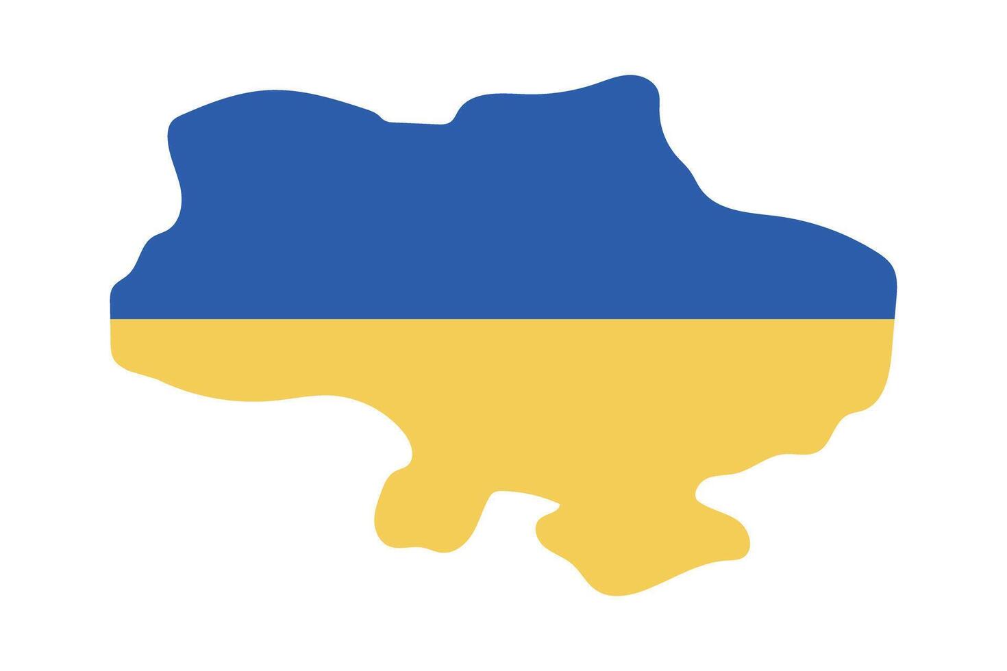 Ukrainian flag in the shape of the continent of Ukraine. vector