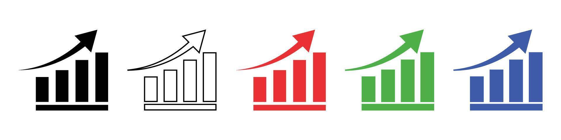 Bar graph icon set. Business and finance. vector