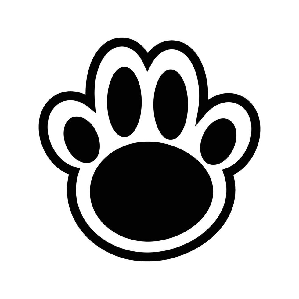 Paw paw silhouette icon. Dog and cat footprints. vector