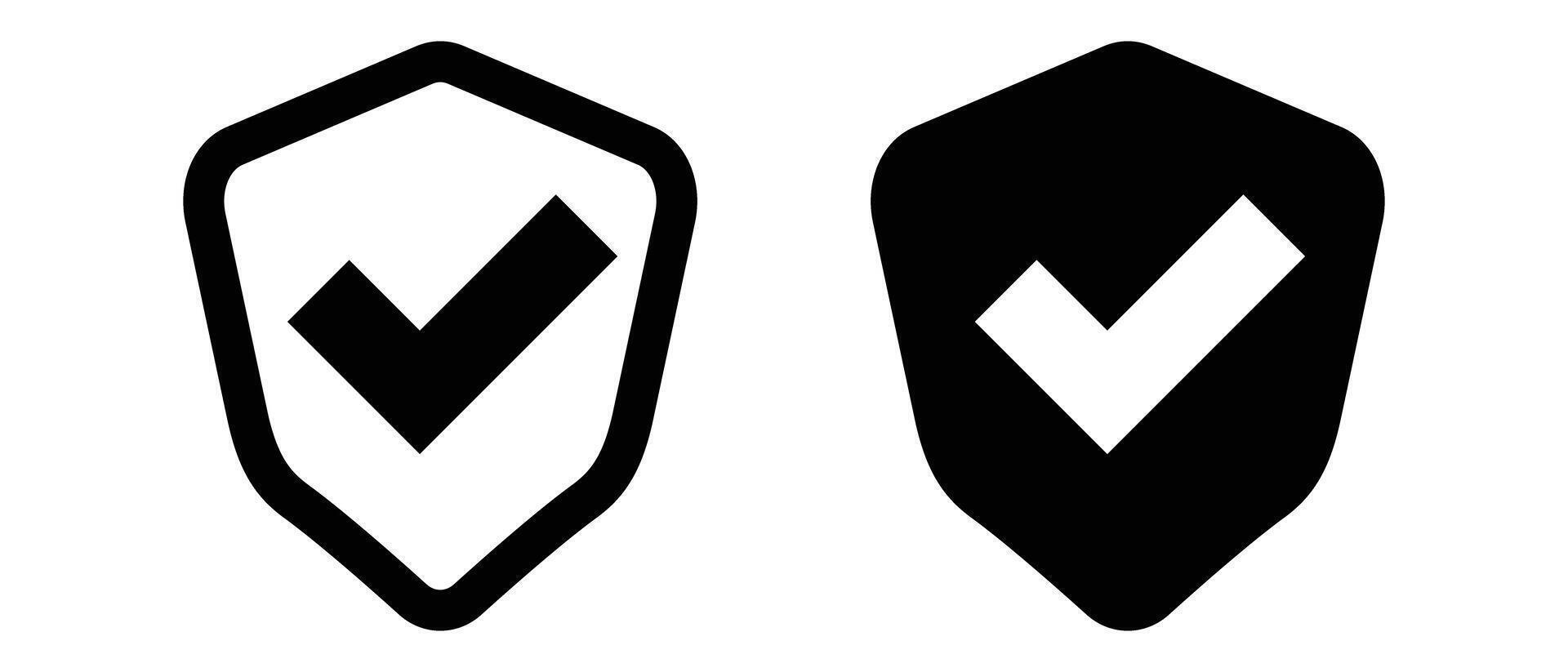 Check mark shield icon set. Security and safety. vector