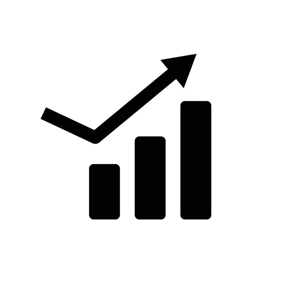 Bar chart with rebounding and rising arrows, chart. vector