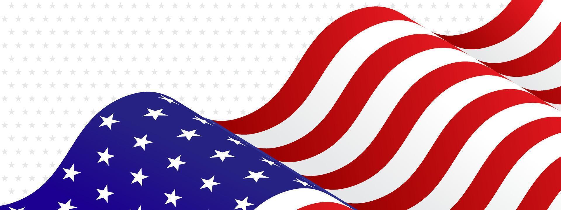 united state flag in wave style with grey stars in white background vector