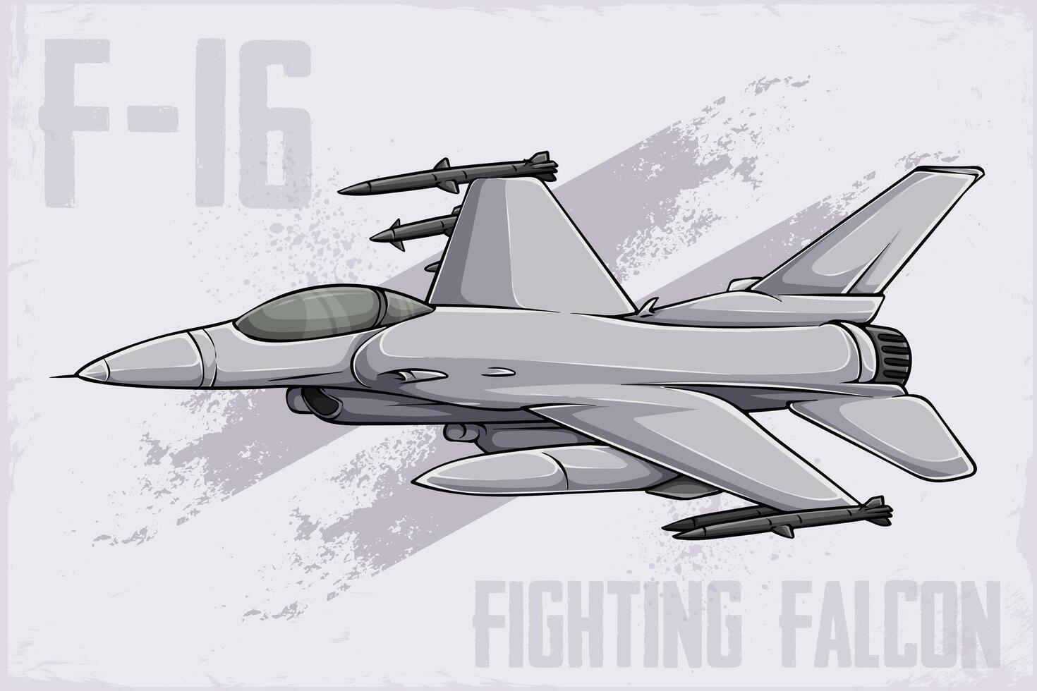 Hand drawn Dynamic F-16 Fighting Falcon American single engine supersonic multirole fighter aircraft vector