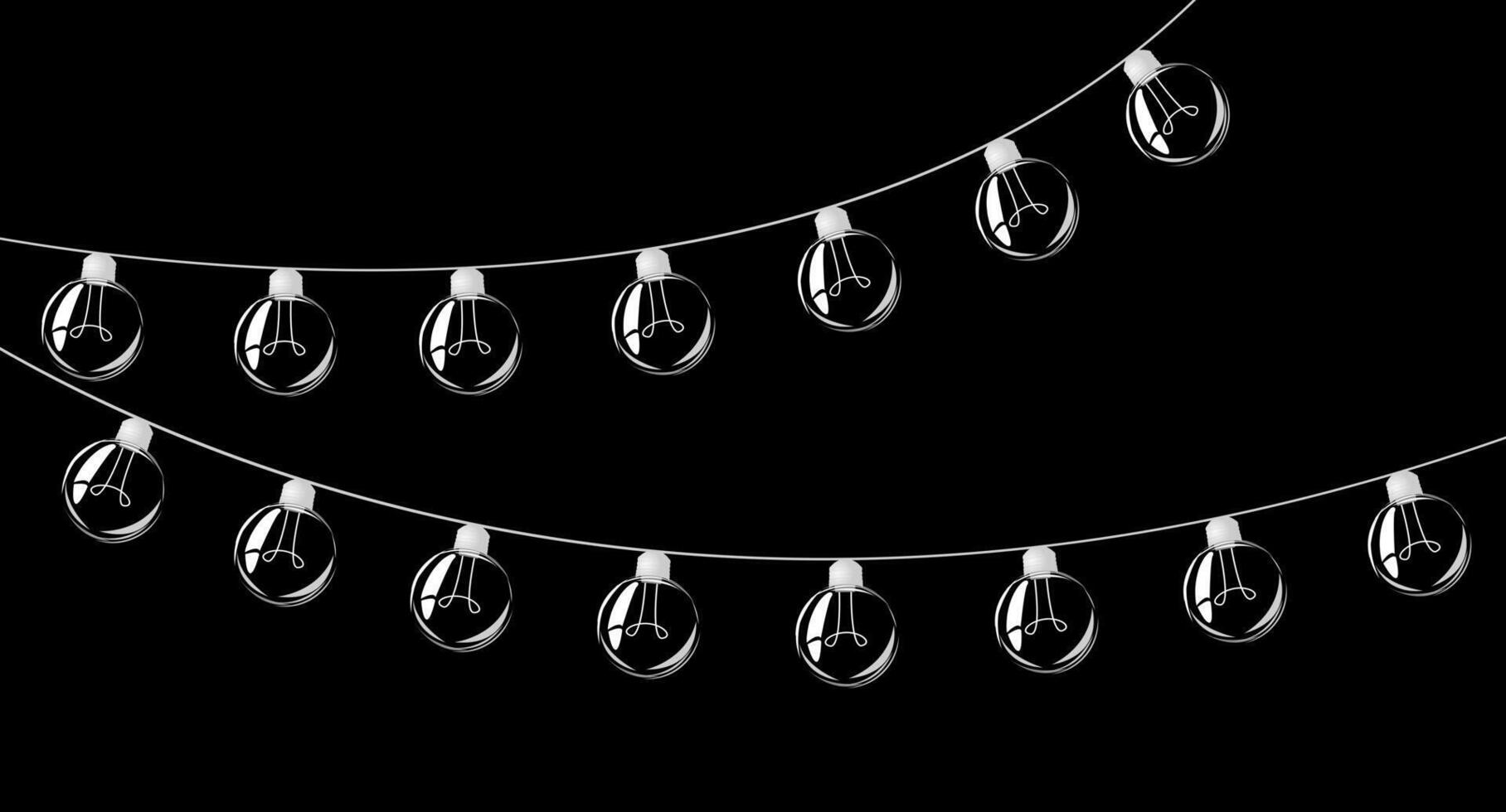 Christmas silhouette bulbs. Garlands for cards, banners, posters, web design. Electric lamps. Idea.Template creativity idea business innovation. illustration vector