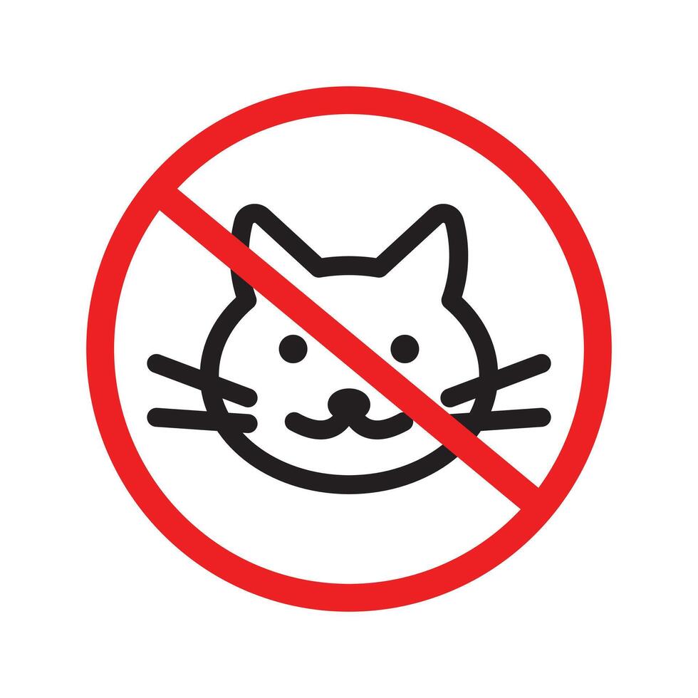 No cats allowed icon Black line art logo vector