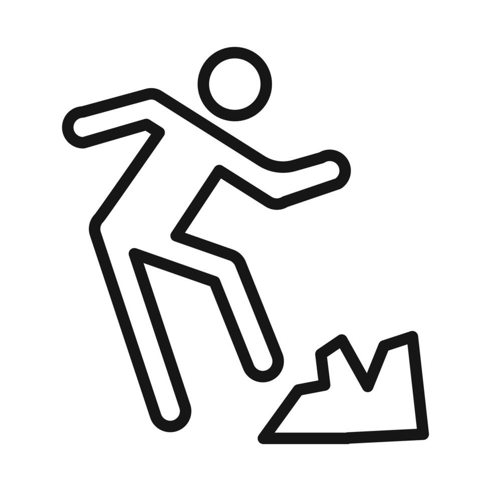 Man tripping icon Black line art logo vector