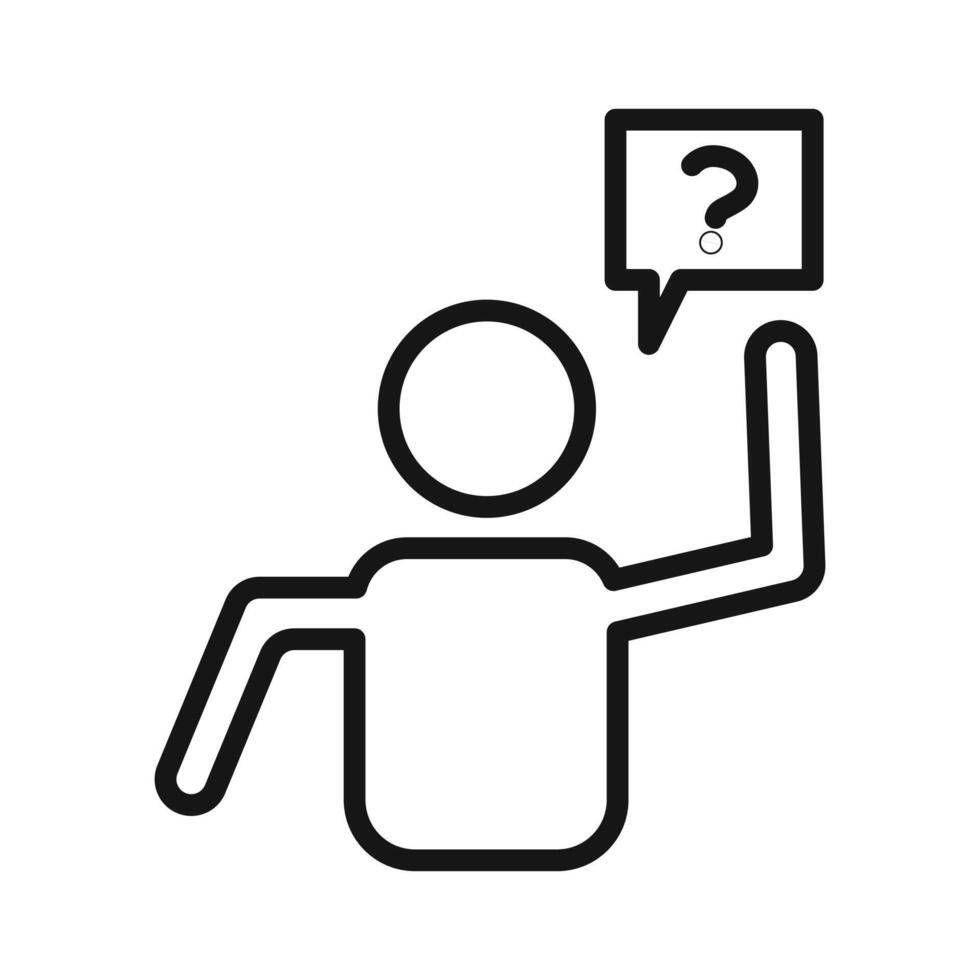 Person asking question icon Black line art logo vector