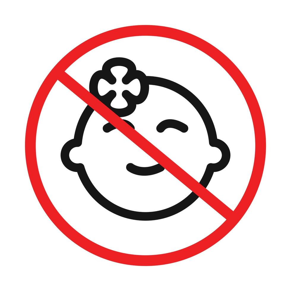 No kid allowed icon Black line art logo vector