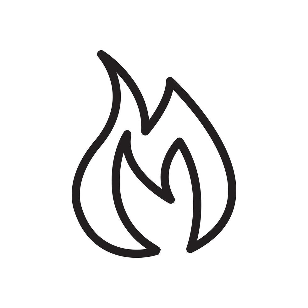 Fire flame icon Black line art logo vector