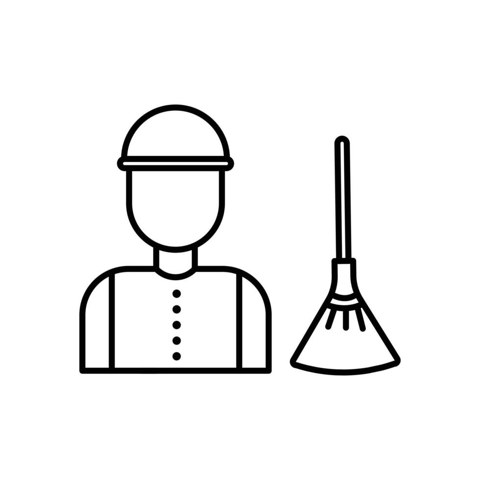 Janitor icon Black line art logo vector