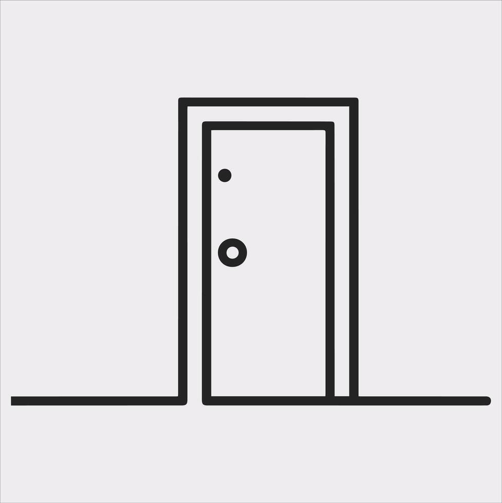 Door line art silhouette on white background vector