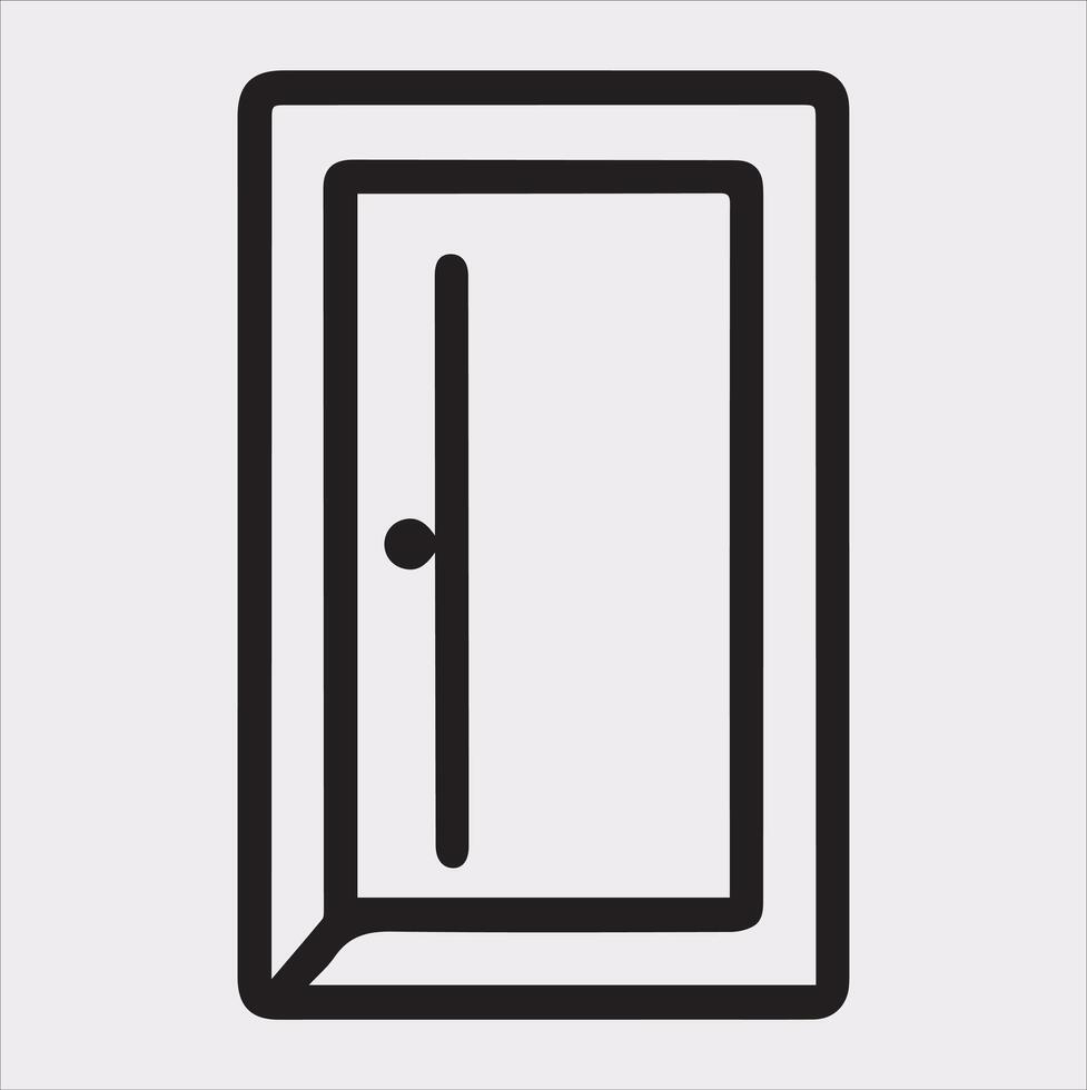 Door line art silhouette on white background vector