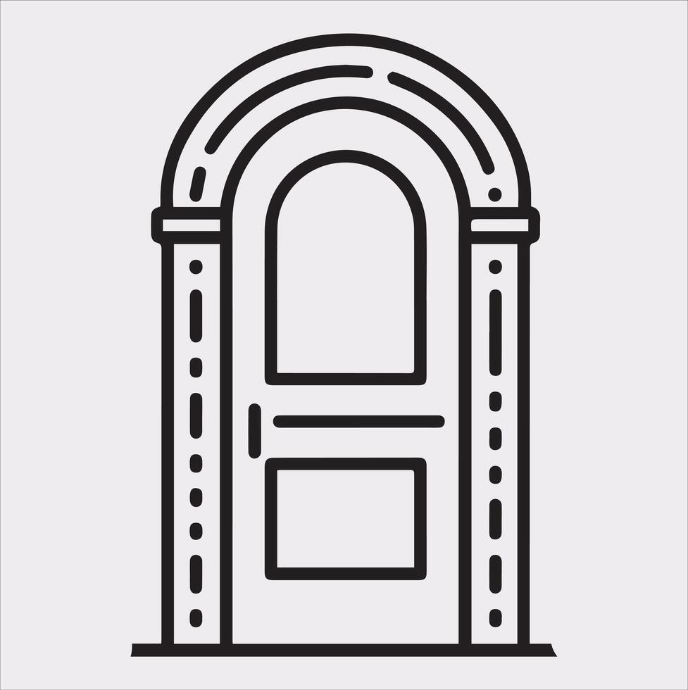 Door line art silhouette on white background vector