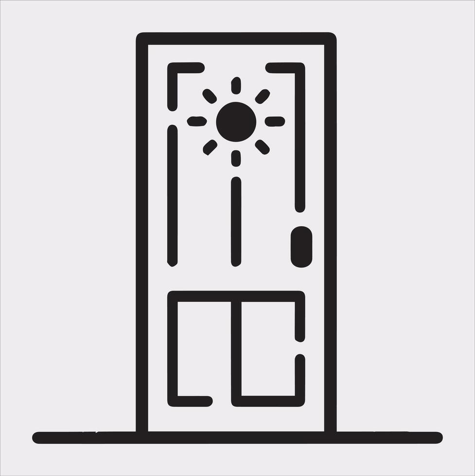 Door line art silhouette on white background vector