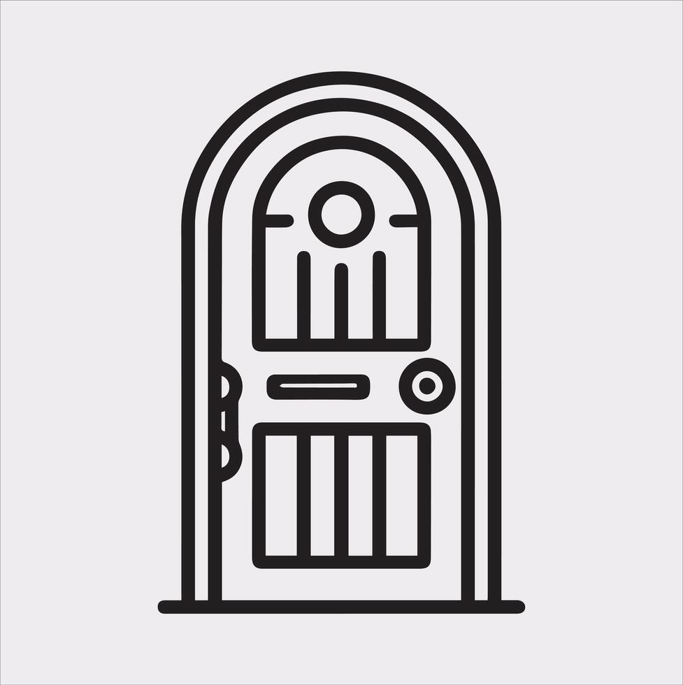 Door line art silhouette on white background vector