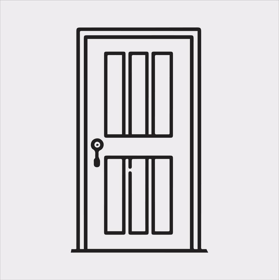 Door line art silhouette on white background vector