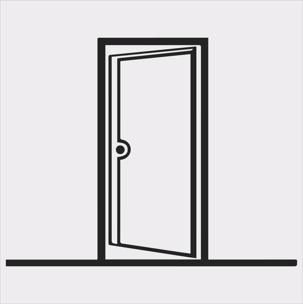 Door line art silhouette on white background vector