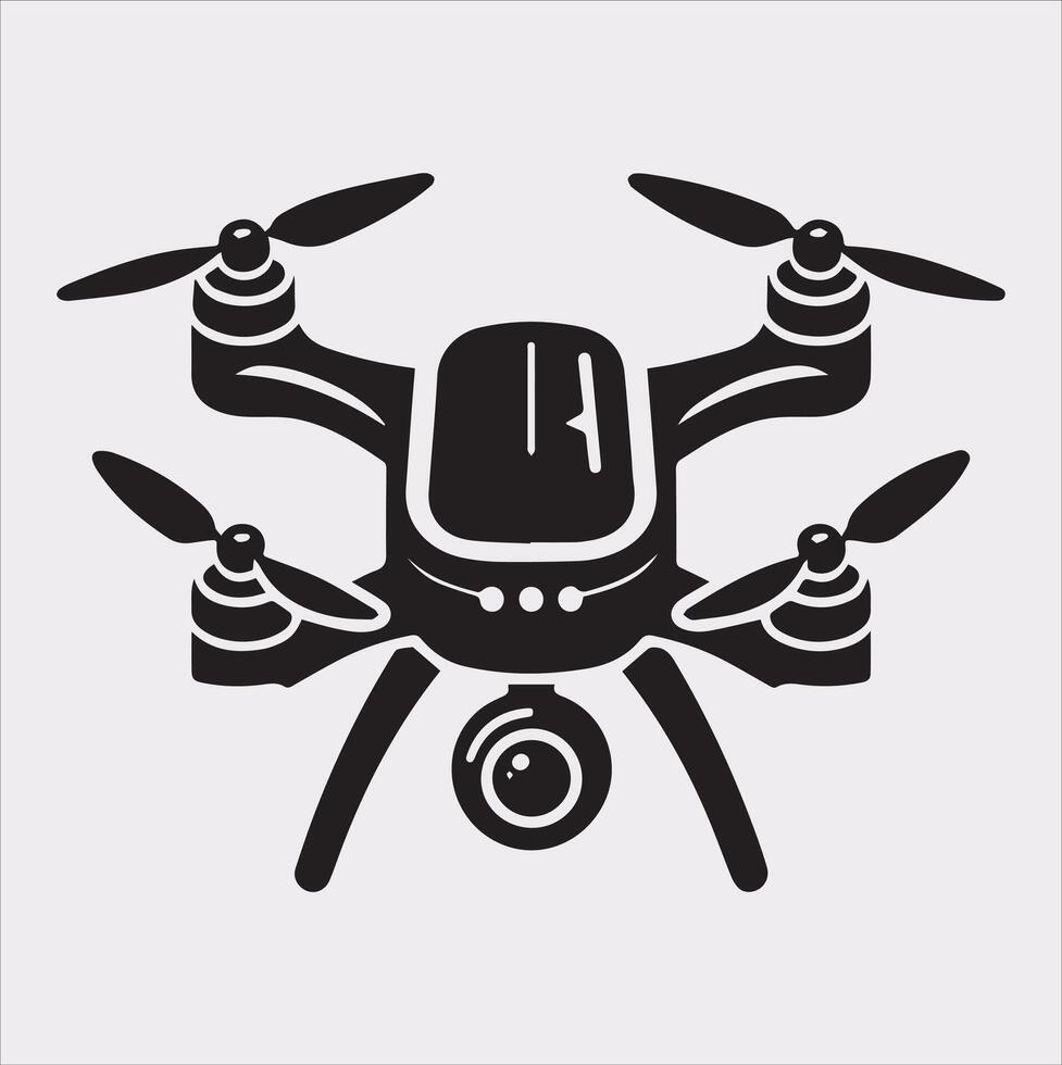 drone silhouette illustration on white background vector