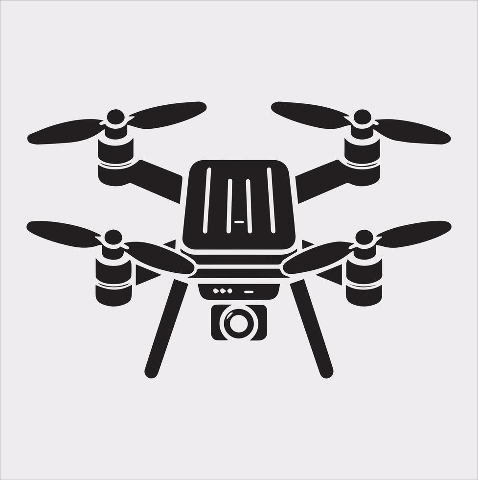 drone silhouette illustration on white background vector