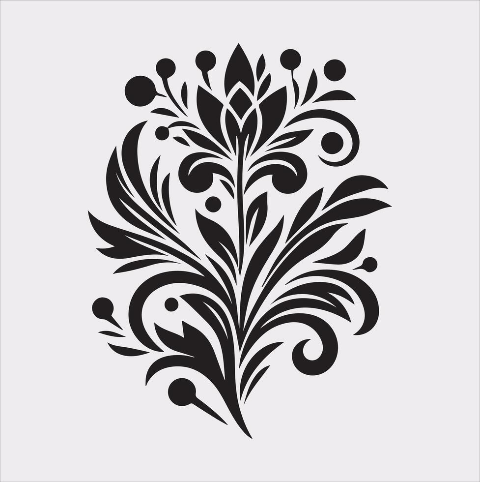 floral Art silhouette on white background vector