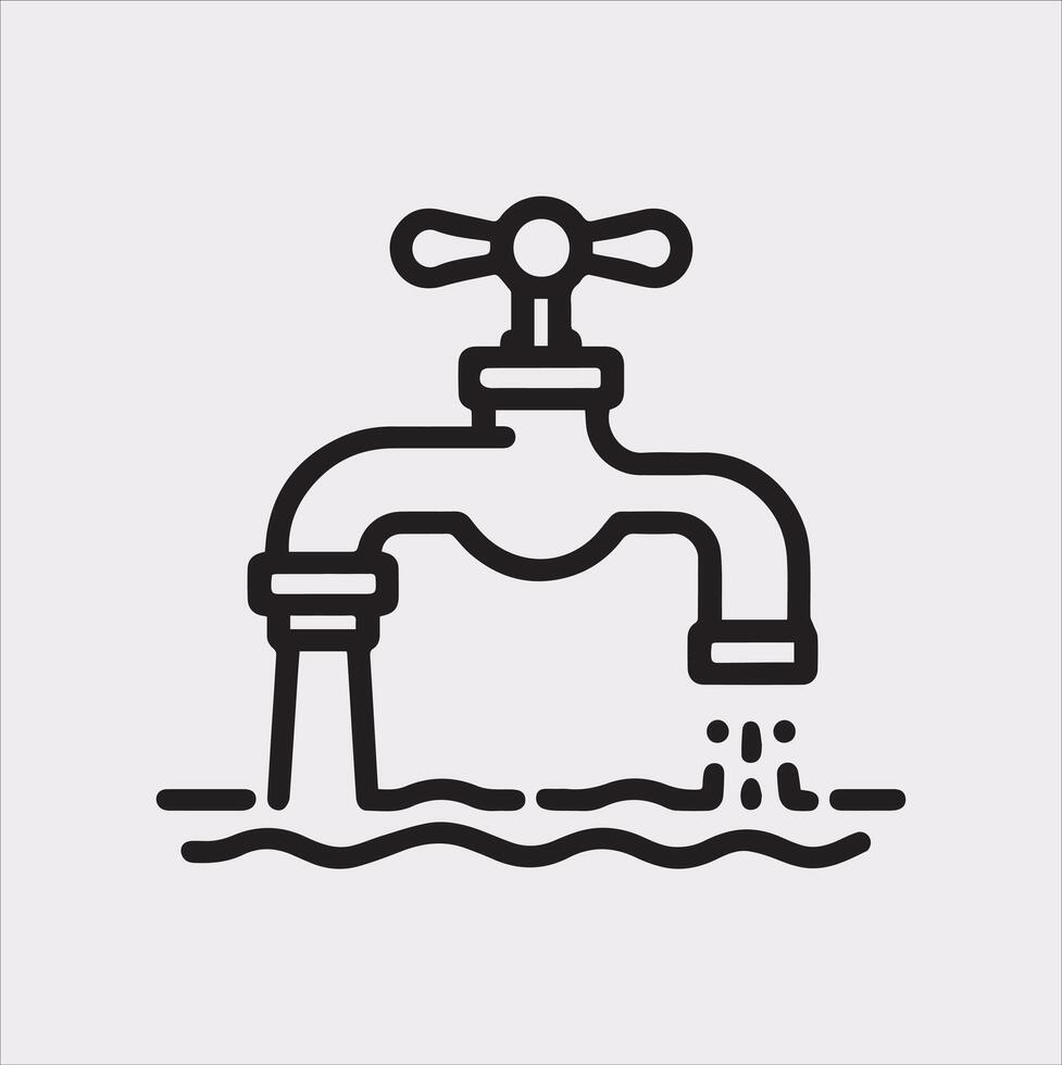 faucet line Art illustration silhouette on white background vector