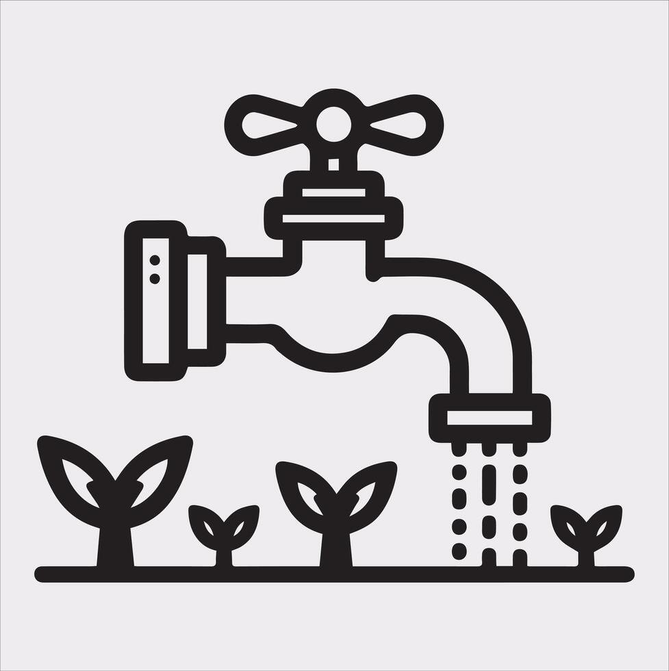 faucet line Art illustration silhouette on white background vector