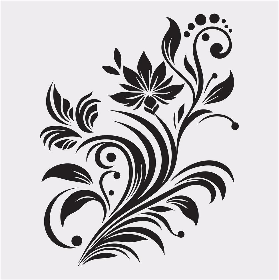 floral Art silhouette on white background vector