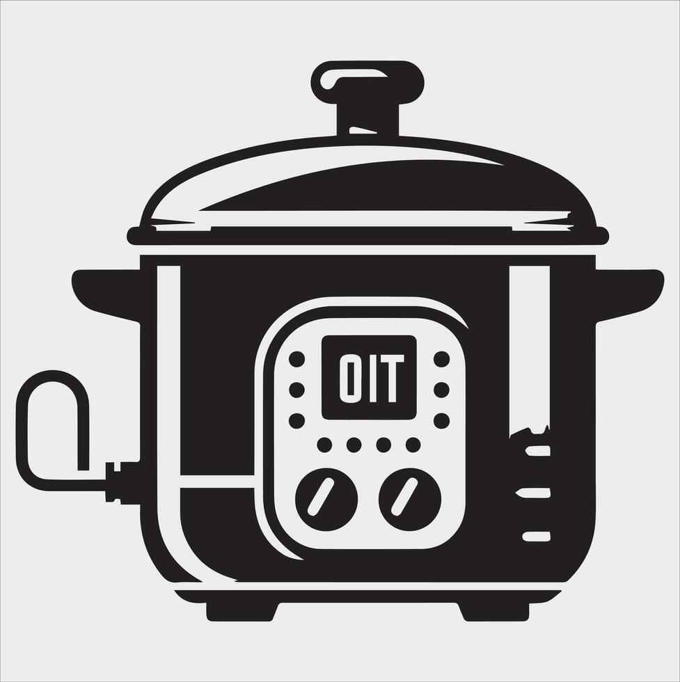 Electric pan Pressure Cooker silhouette on white background vector