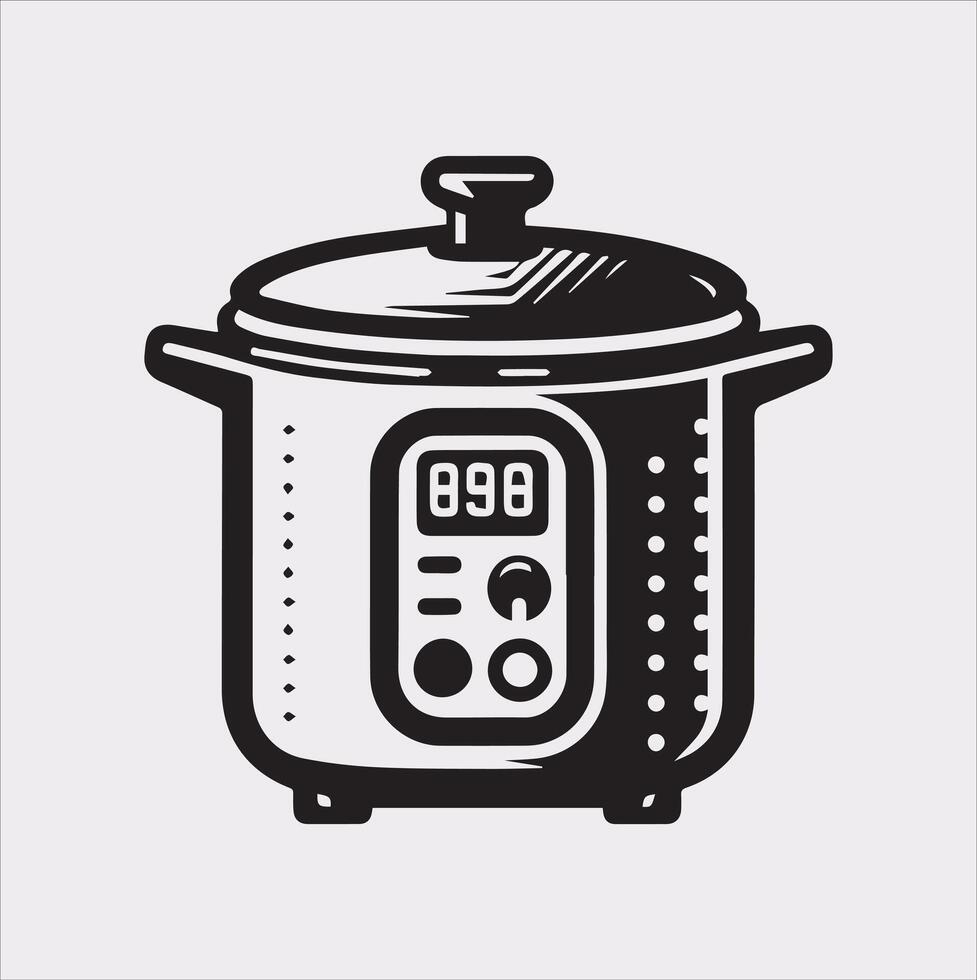 Electric pan Pressure Cooker silhouette on white background vector