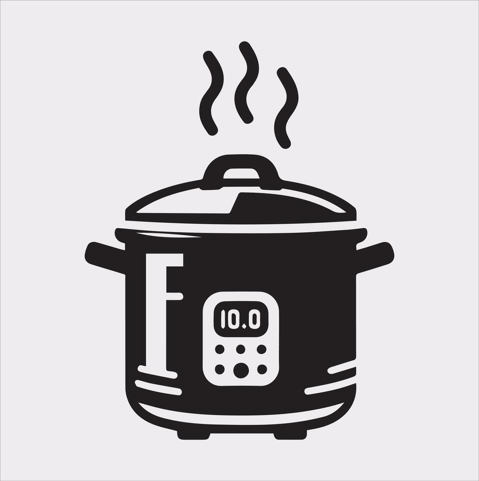 Electric pan Pressure Cooker silhouette on white background vector