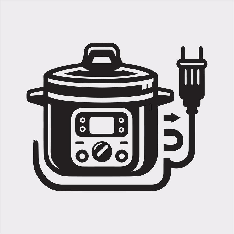 Electric pan Pressure Cooker silhouette on white background vector