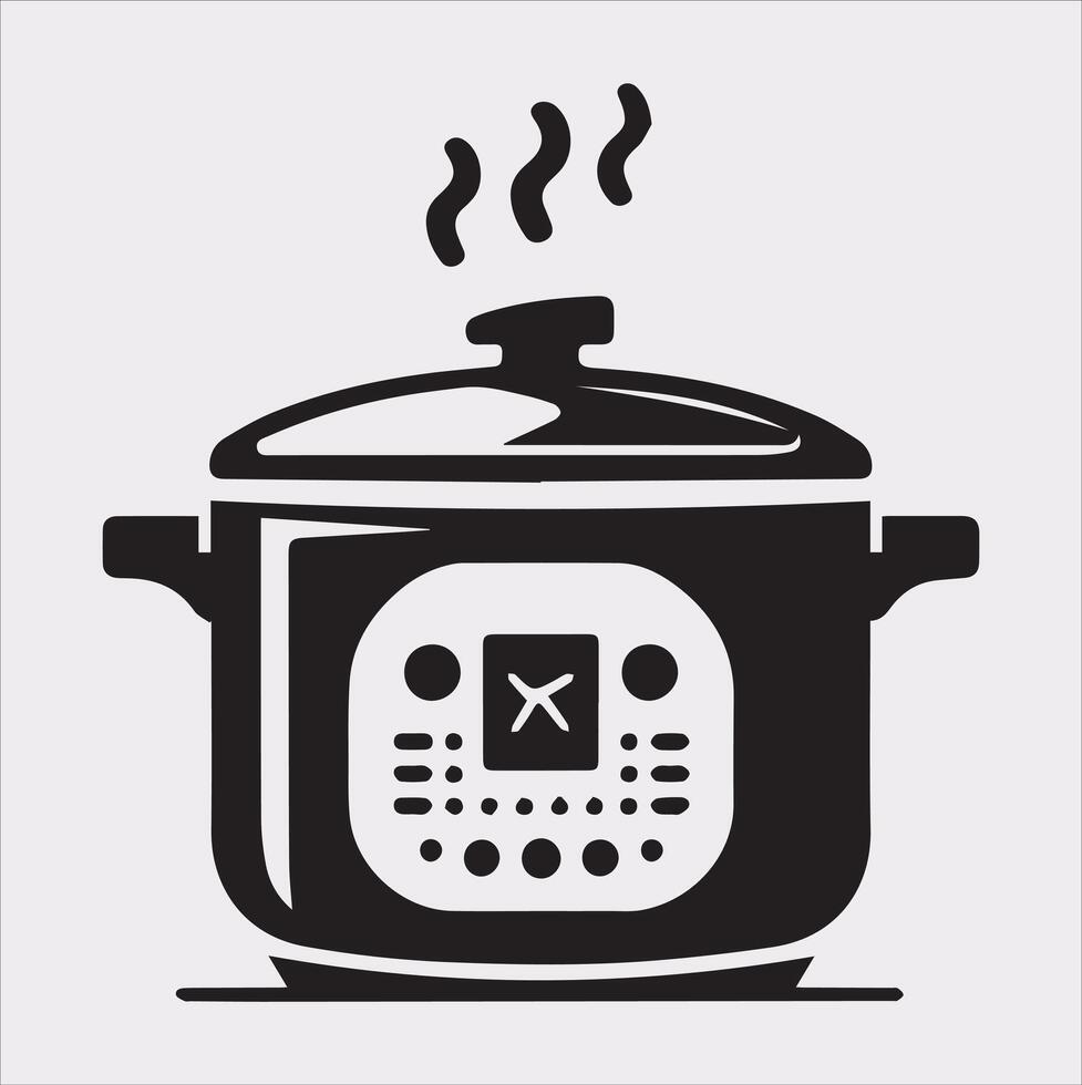 Electric pan Pressure Cooker silhouette on white background vector