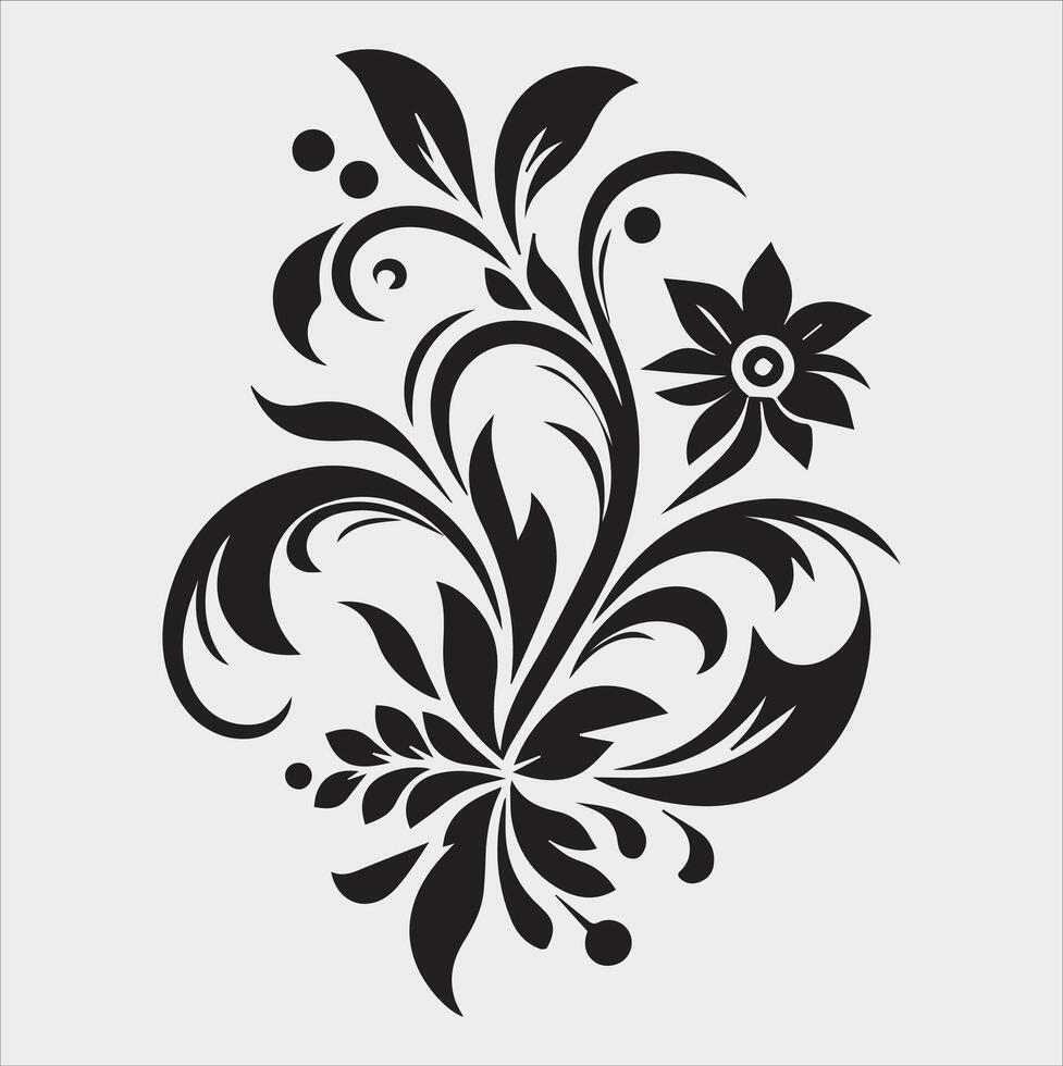 floral Art silhouette on white background vector