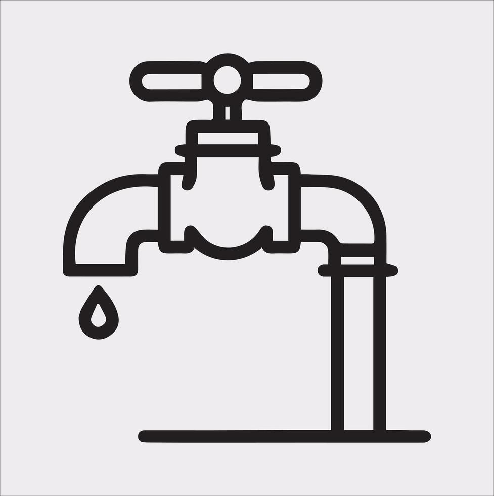 faucet line Art illustration silhouette on white background vector