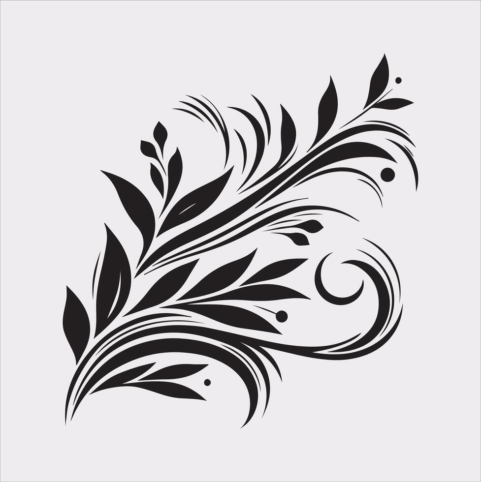 floral Art silhouette on white background vector