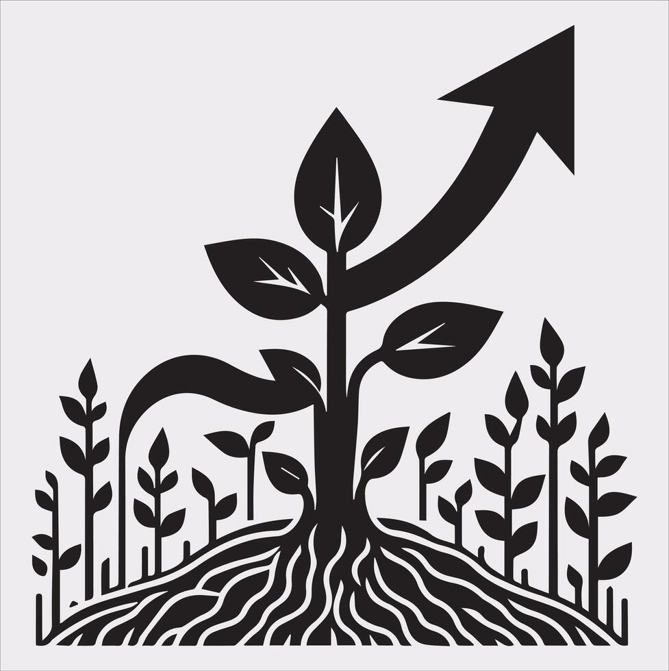 growth tree silhouette on white background vector