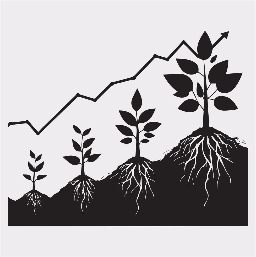 growth tree silhouette on white background vector