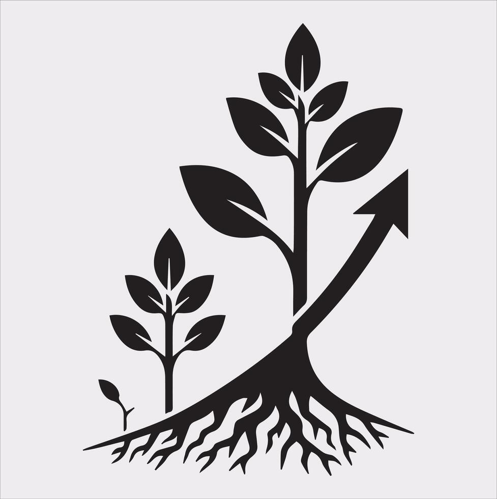 growth tree silhouette on white background vector