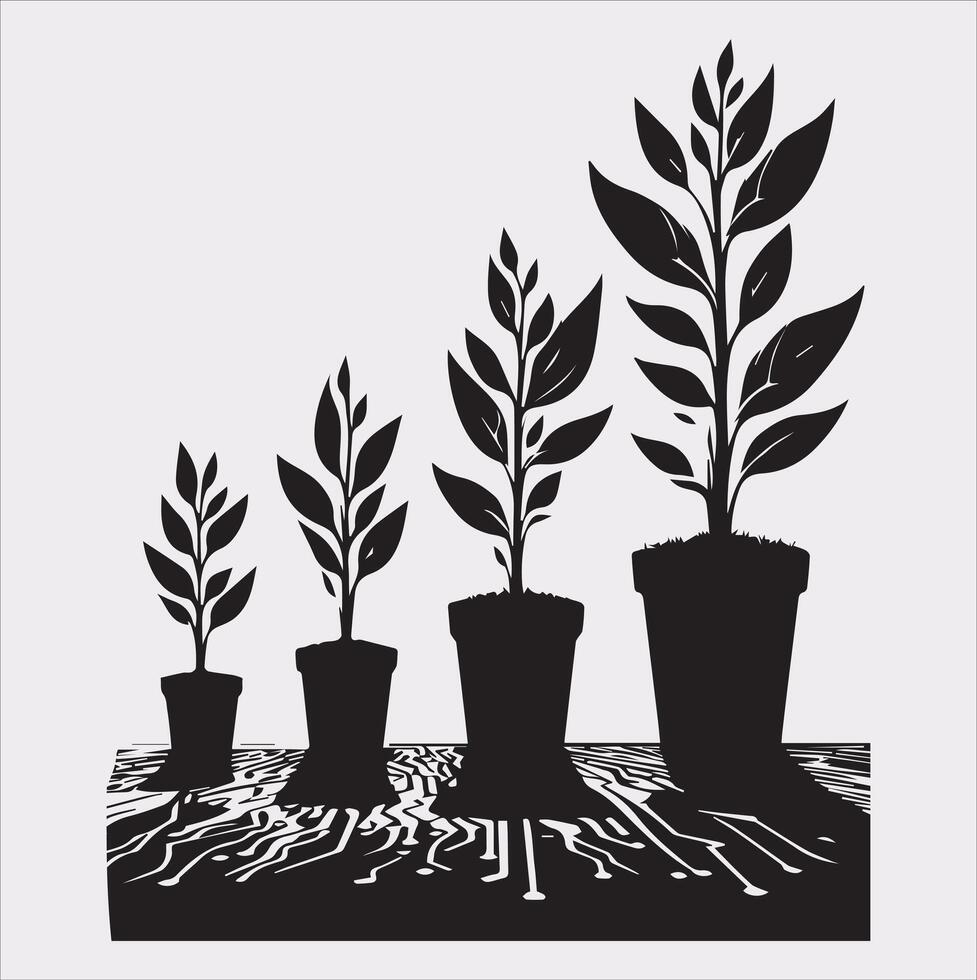 growth tree silhouette on white background vector