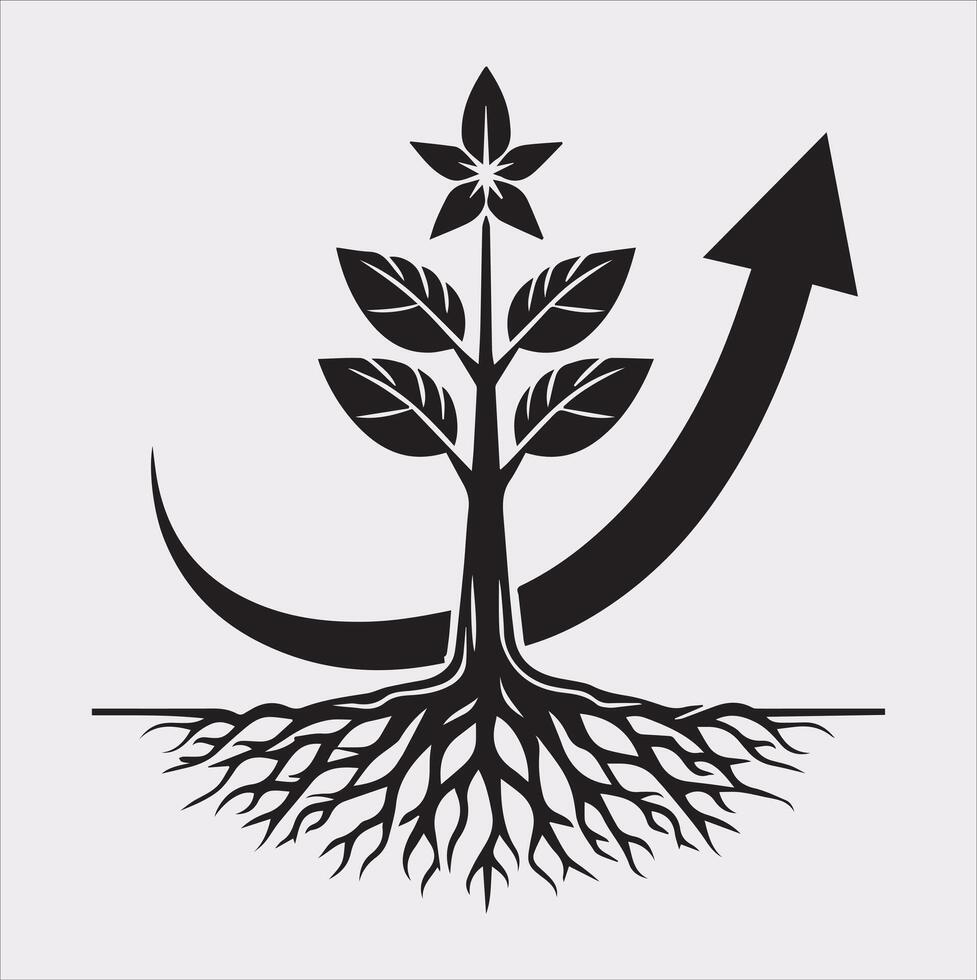 growth tree silhouette on white background vector