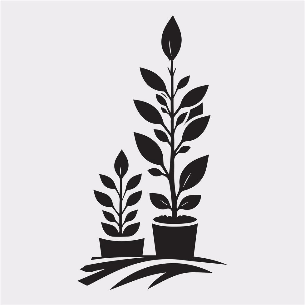 growth tree silhouette on white background vector