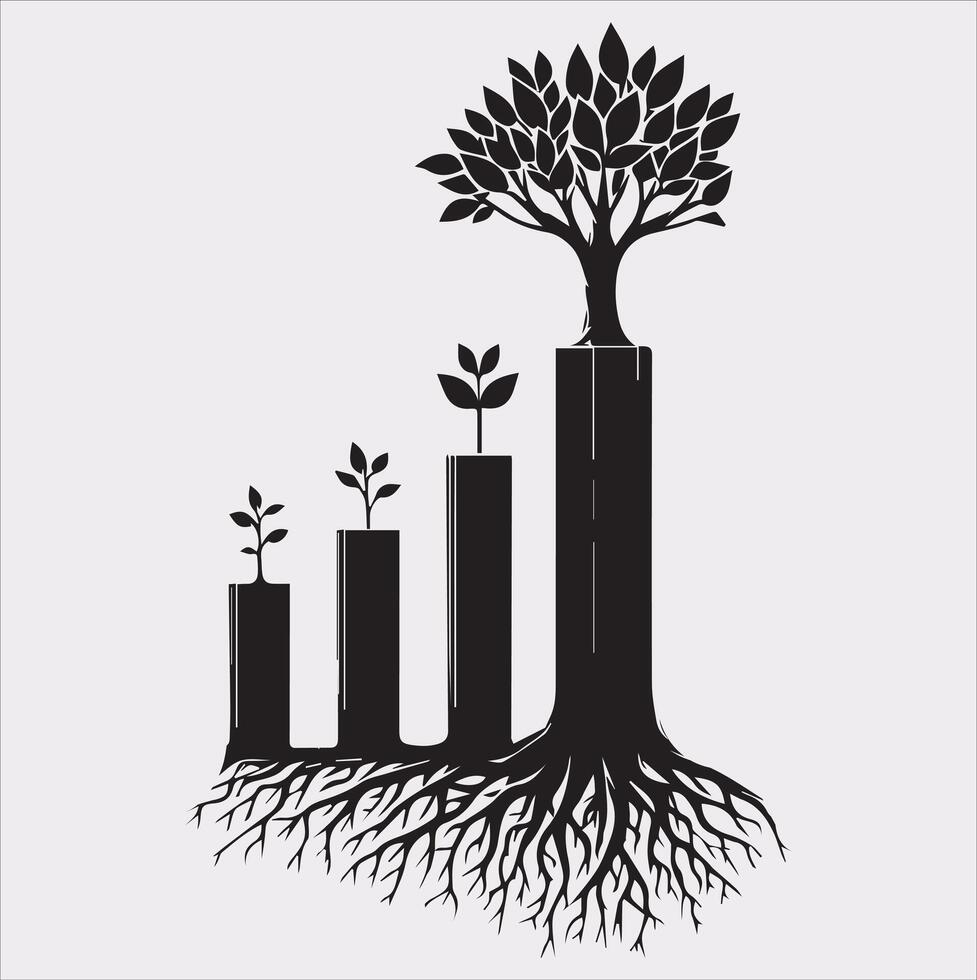 growth tree silhouette on white background vector